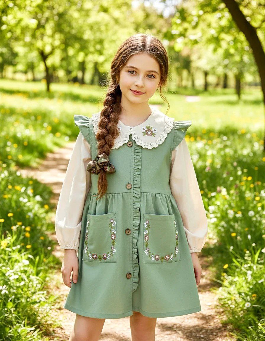 ست بلوز سارافون دخترانه گلدوزی