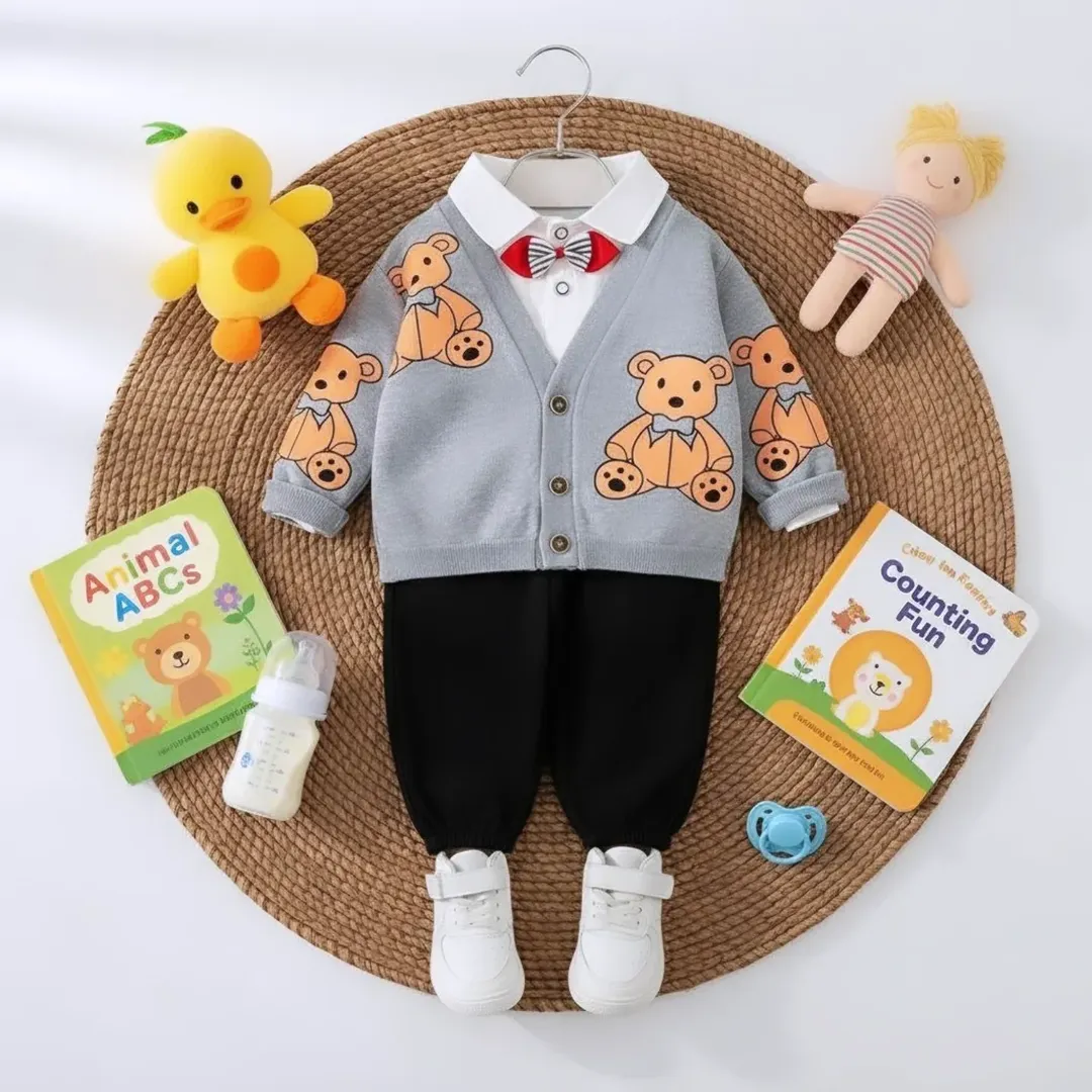 ست سه تیکه بلوز شلوار و کت پسرانه پاییزی